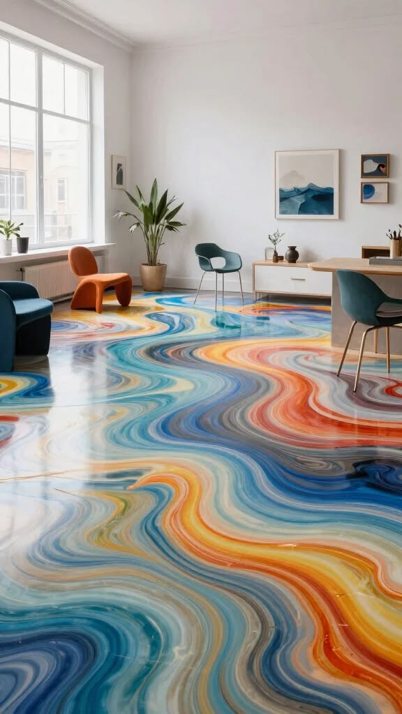 Luxury Marble River Floor Art