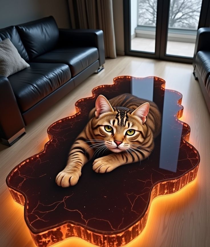 Artistic Cat Crystal Table