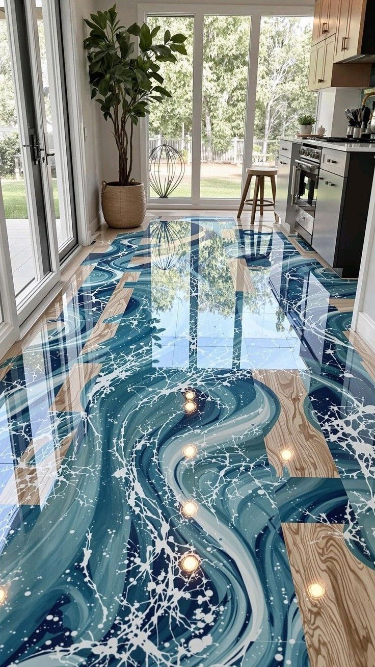 Luxury Blue River Resin Floor