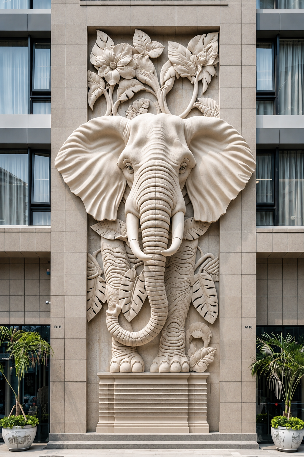 Majestic Elephant Relief Panel