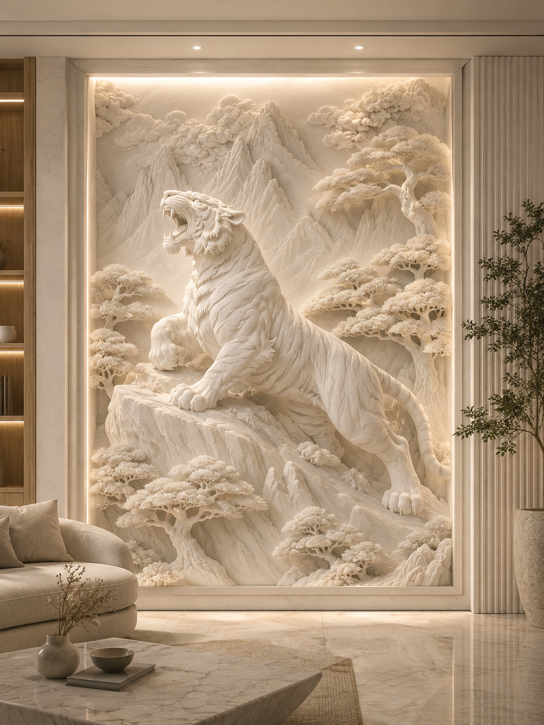 Wild Tiger Landscape Sculpture