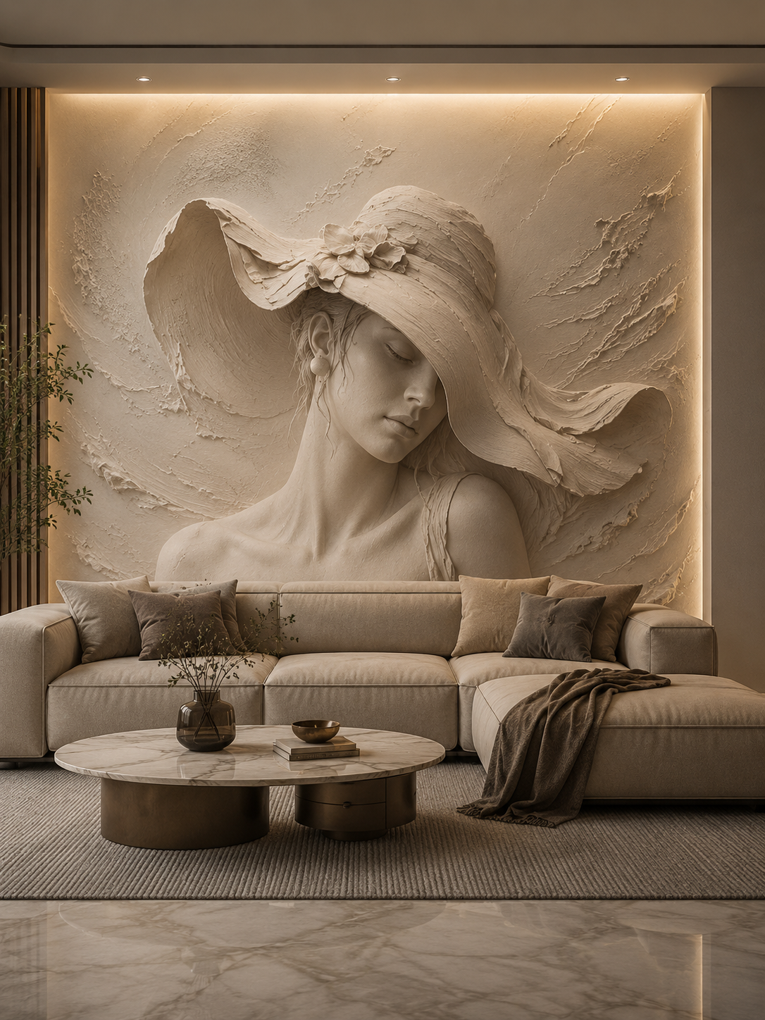 Elegant Lady Portrait Relief
