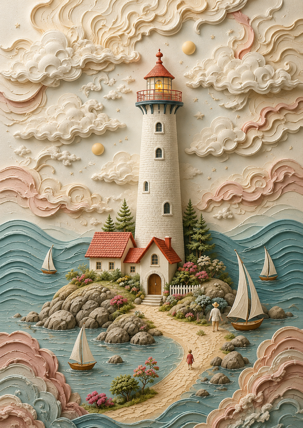 Dreamy Lighthouse Mural Art