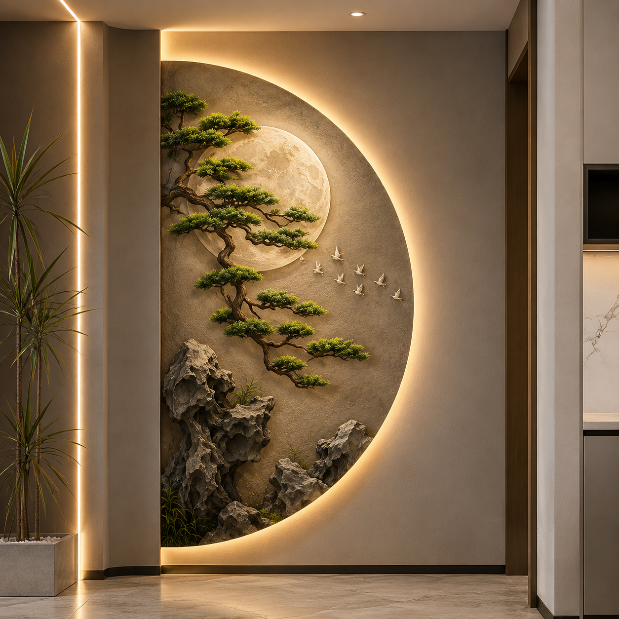 Zen Moon Bonsai Wall Mural