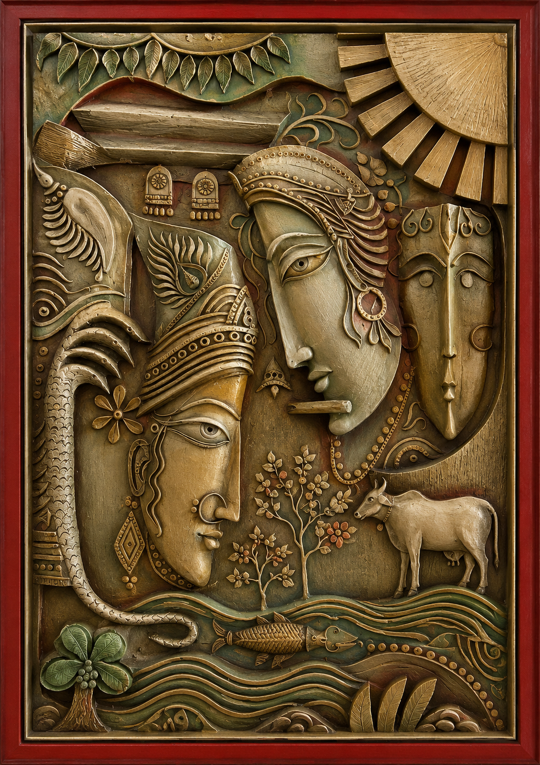 "Tribal Heritage Relief Wall Art"