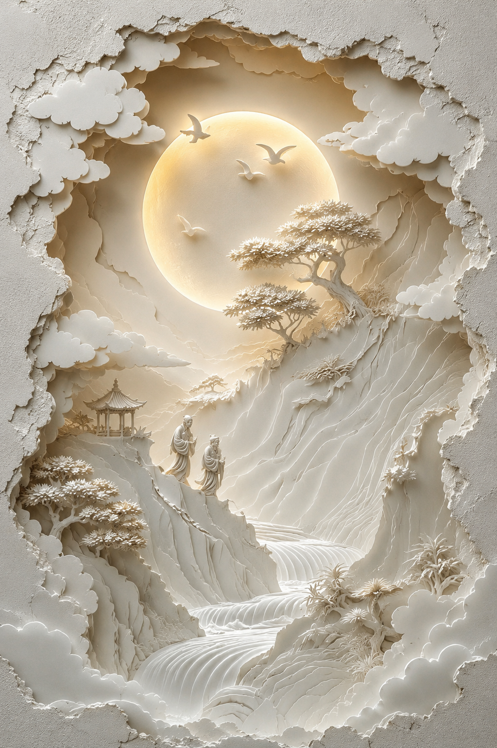 Premium White Relief Landscape Art
