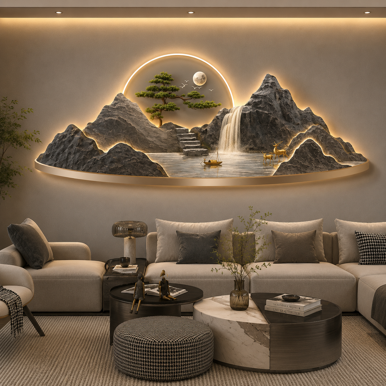Minimalist Waterfall Scenic Decor