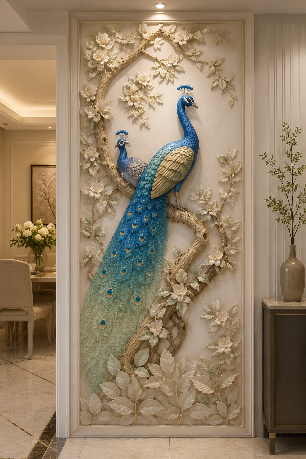 Royal Peacock Floral Wall Mural