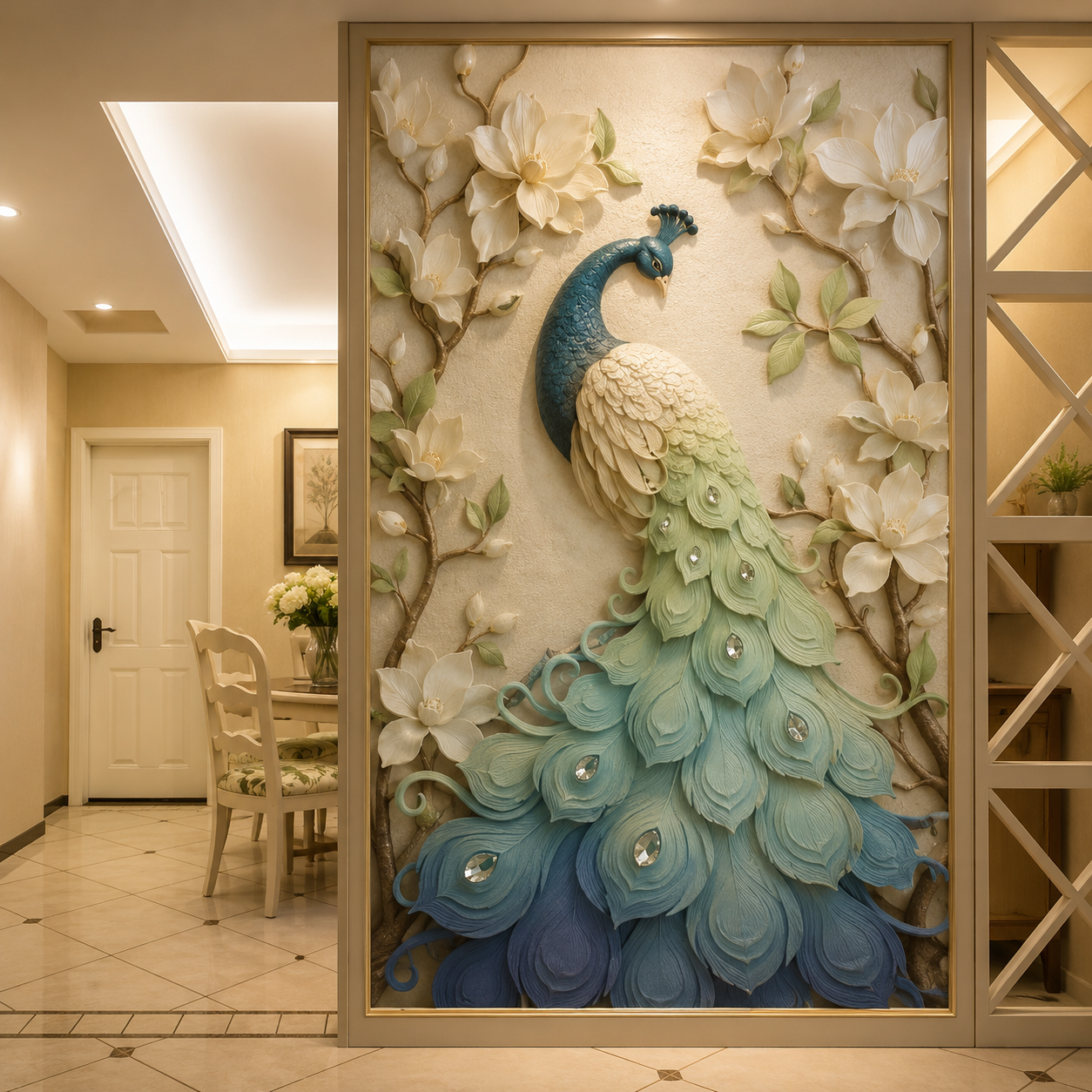 Luxury Peacock Floral Wall Mural
