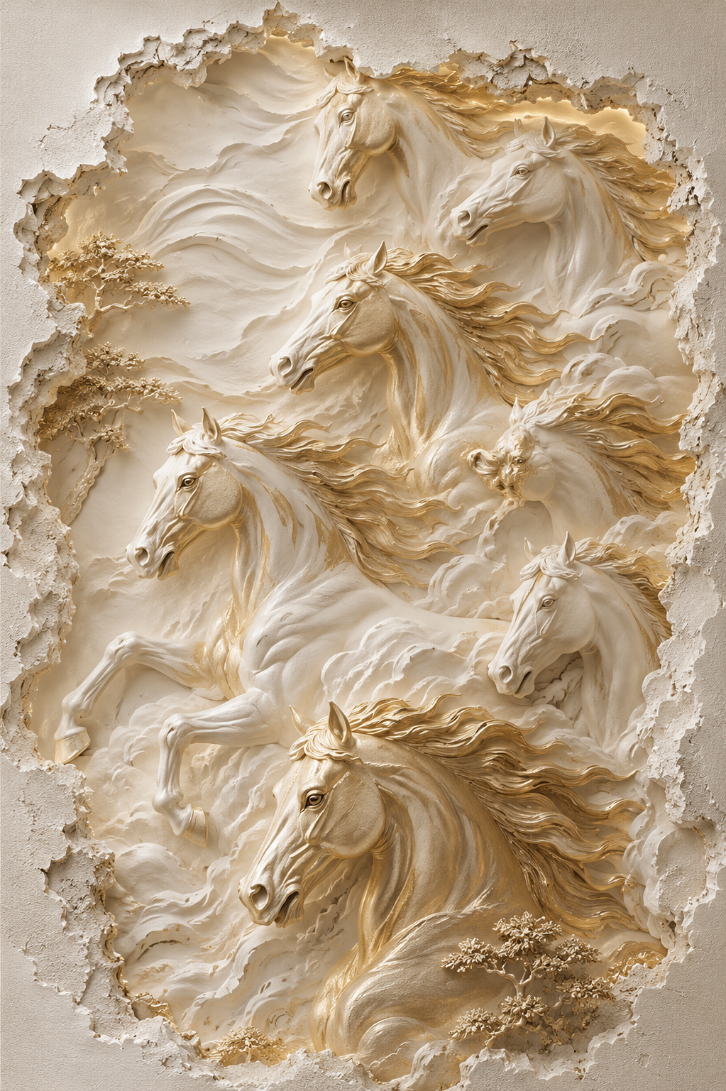 Modern 3D Horse Breakthrough Mural