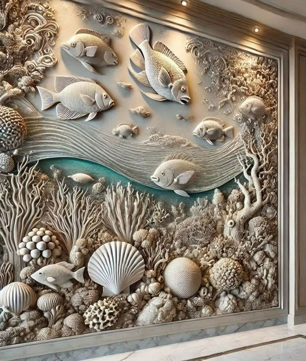 Elegant Sea Life Statement Wall Panel