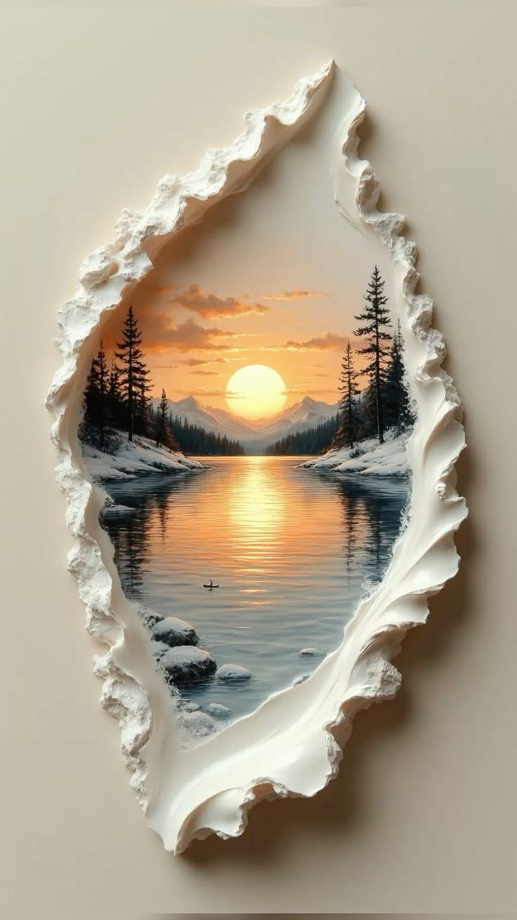 Artistic Sunset River Wall Panel