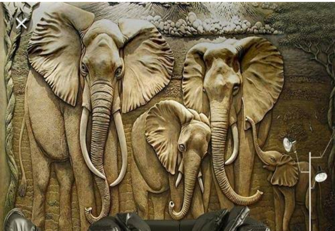 Premium Safari Elephant Relief Mural