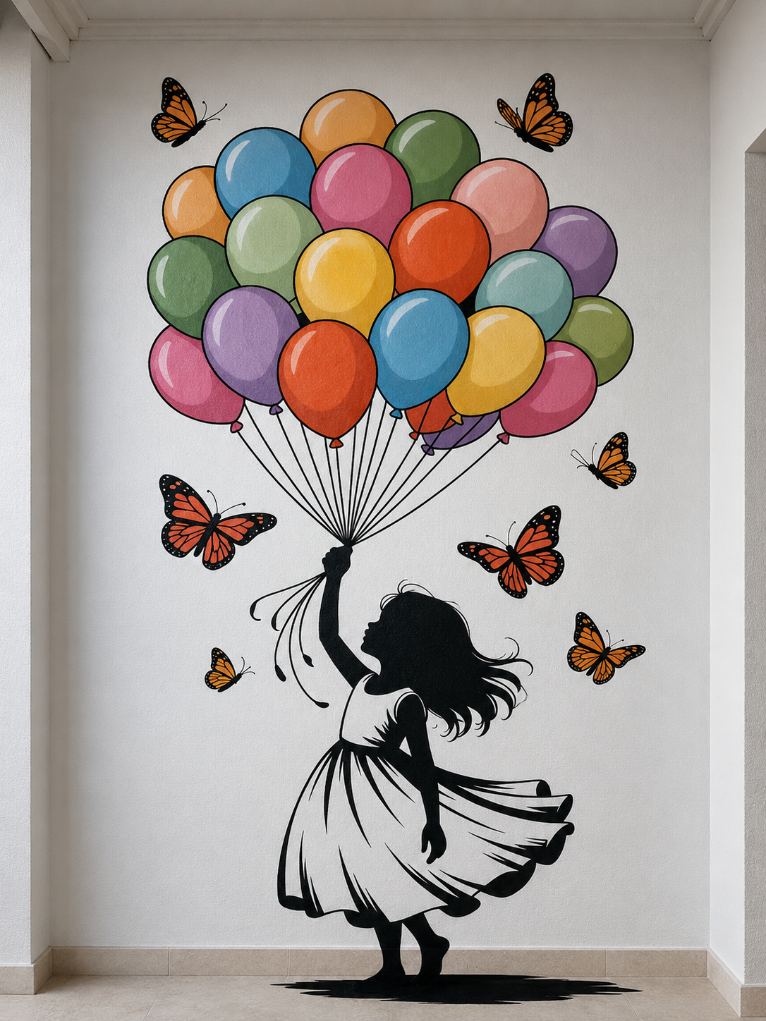 Whimsical Balloon Silhouette Wall