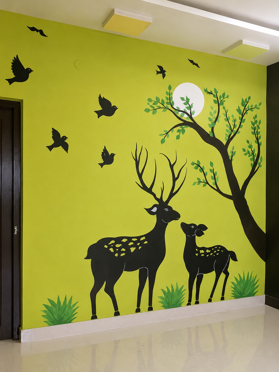 Moonlit Deer Silhouette Wall