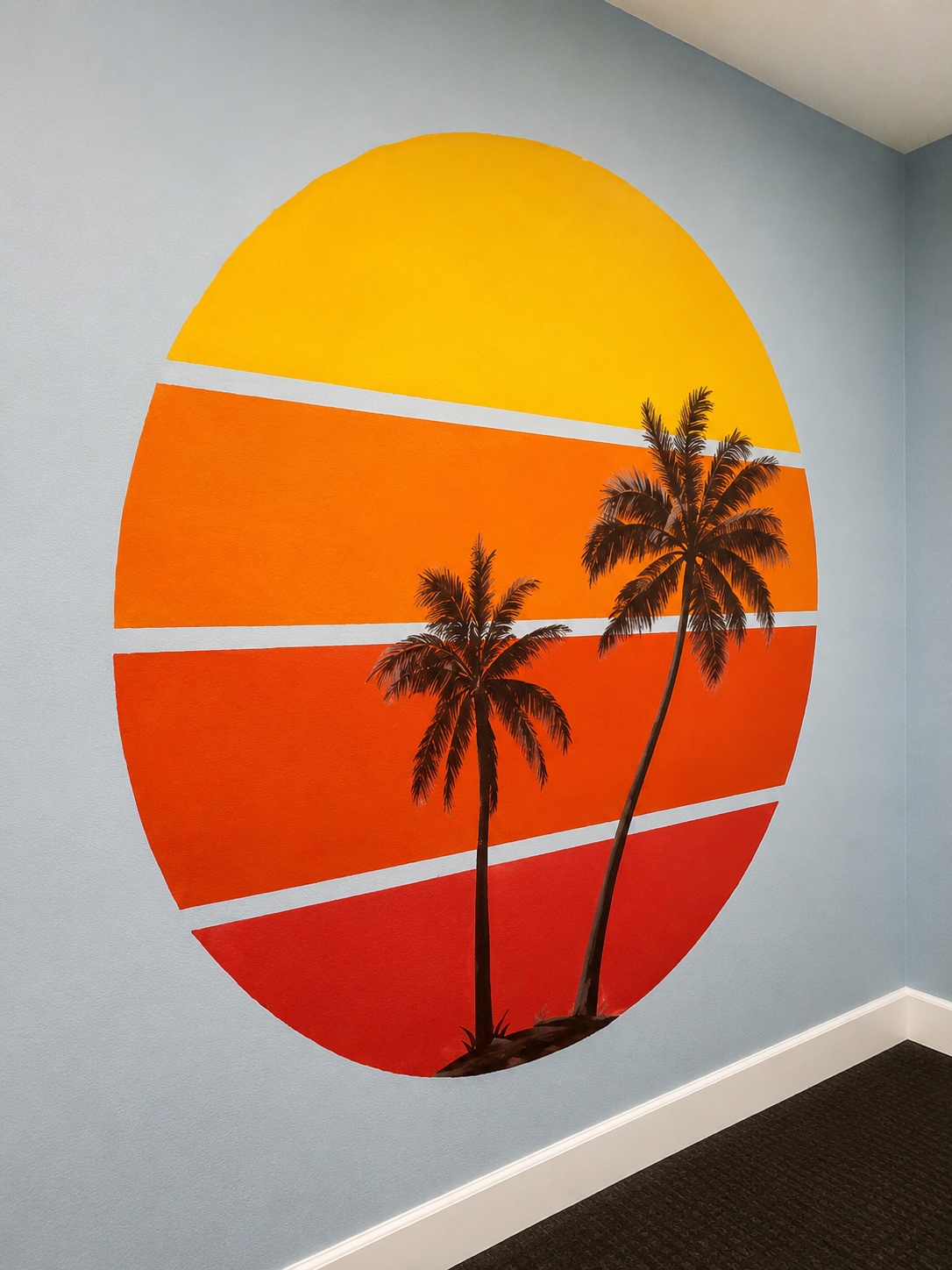 Retro Sunset Palm Circle
