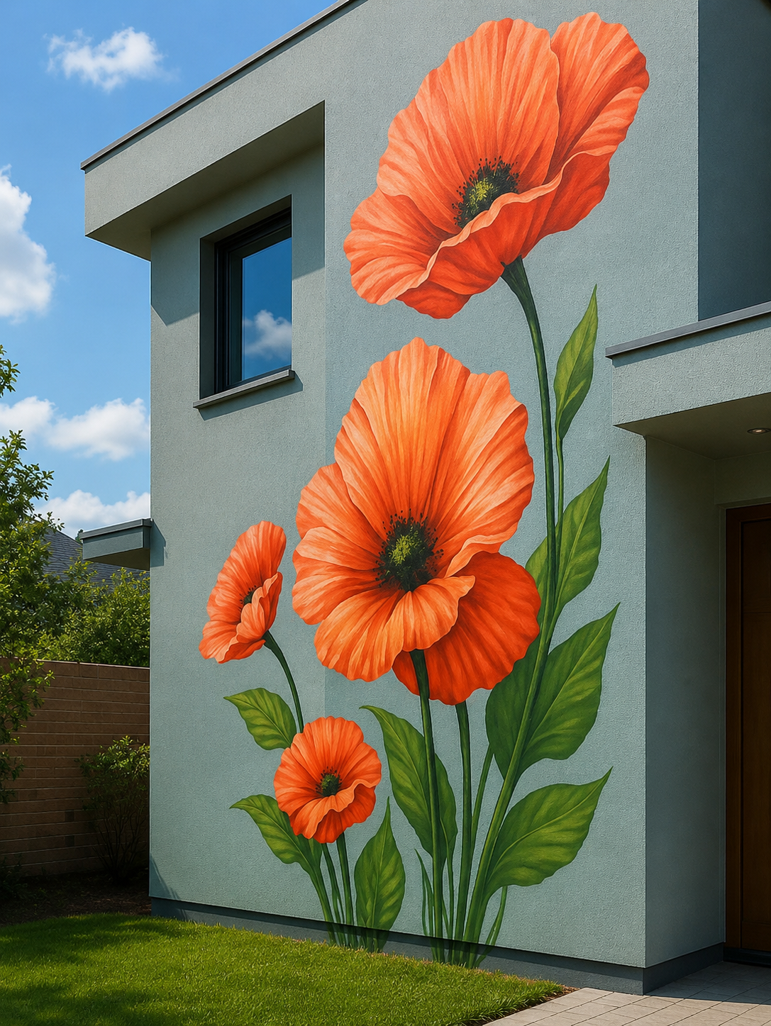 Majestic Orange Poppy Facade
