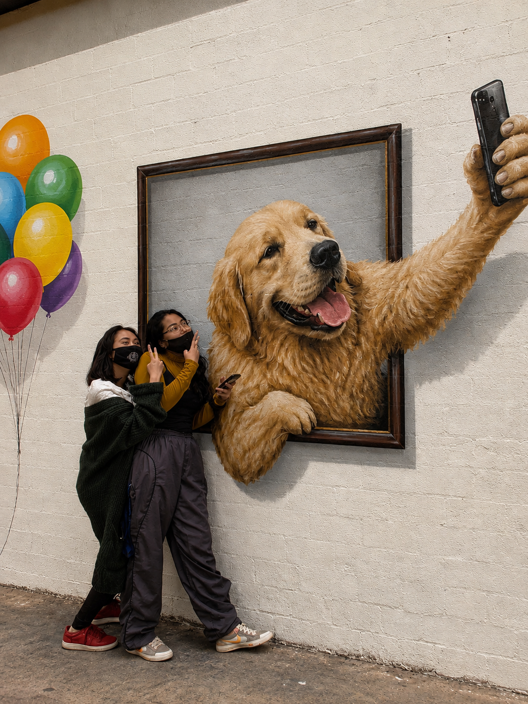 3D Golden Retriever Selfie Wall