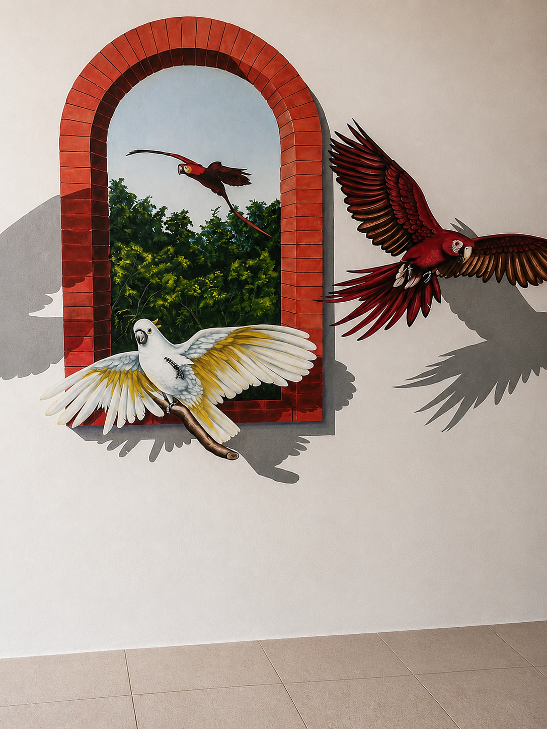 3D Macaw Flight Wall