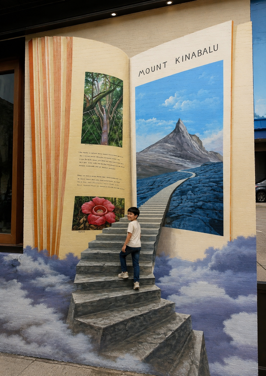 Optical Illusion Open-Book Interactive Mural