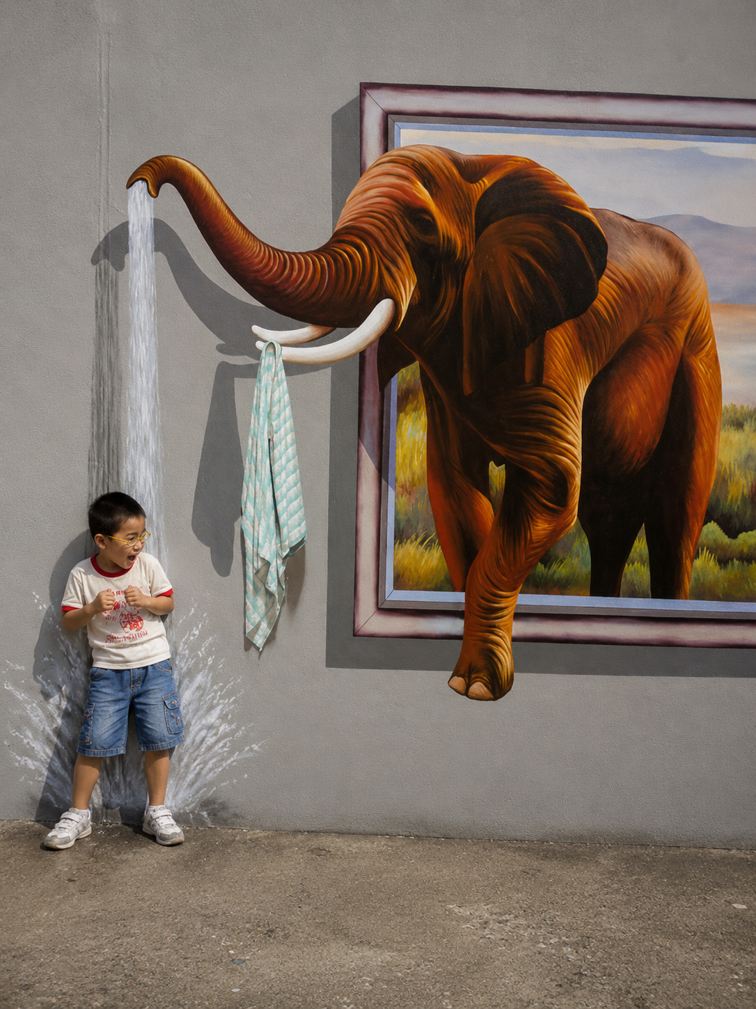3D Elephant Shower Wall