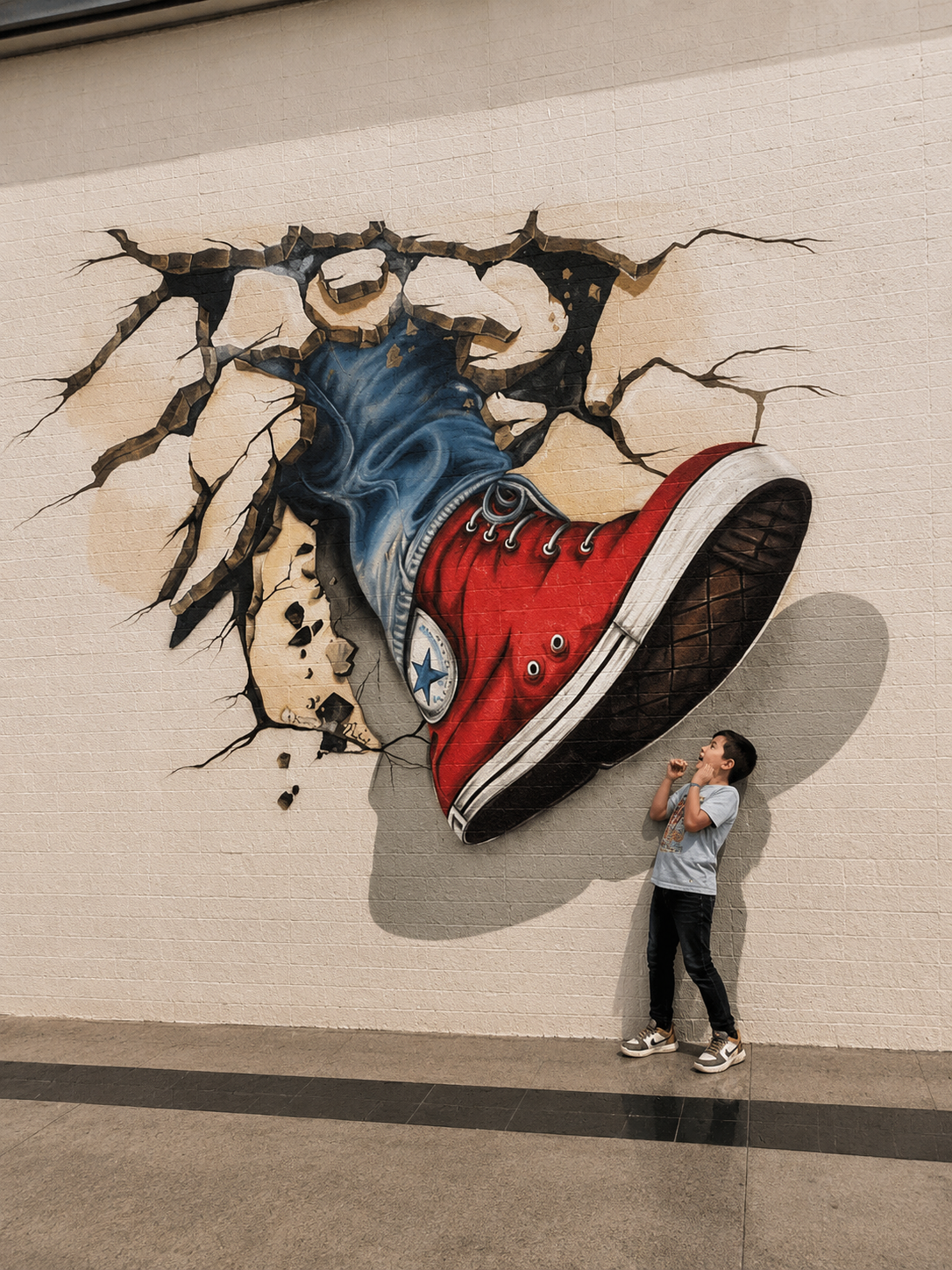 3D Sneaker Breakthrough Wall