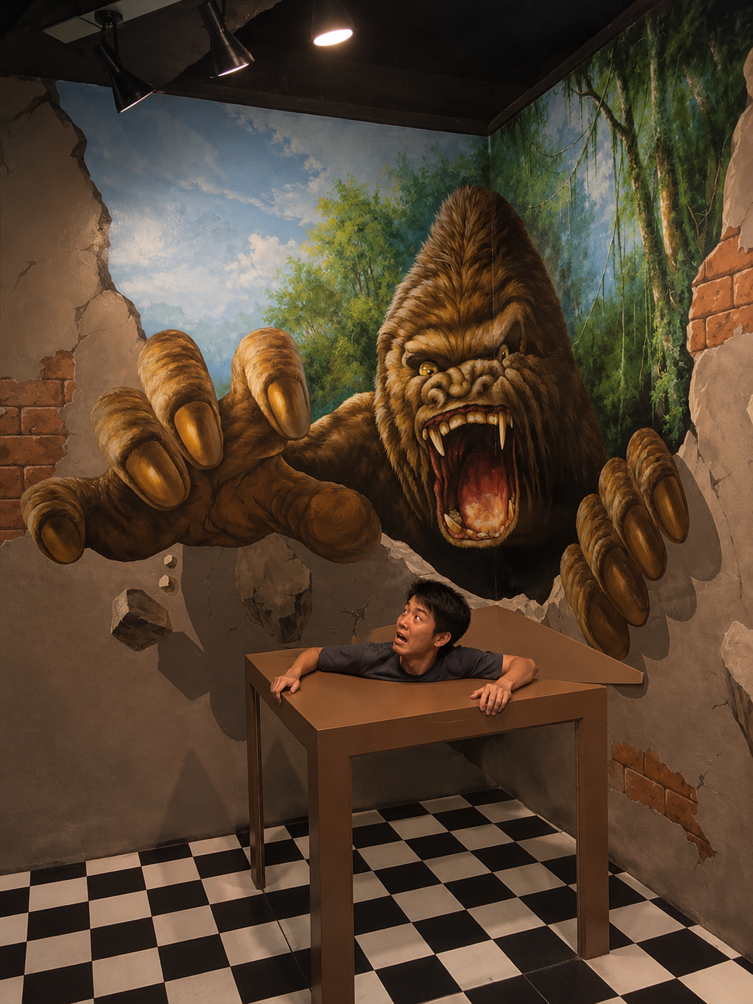 3D Giant Gorilla Breakthrough Wall