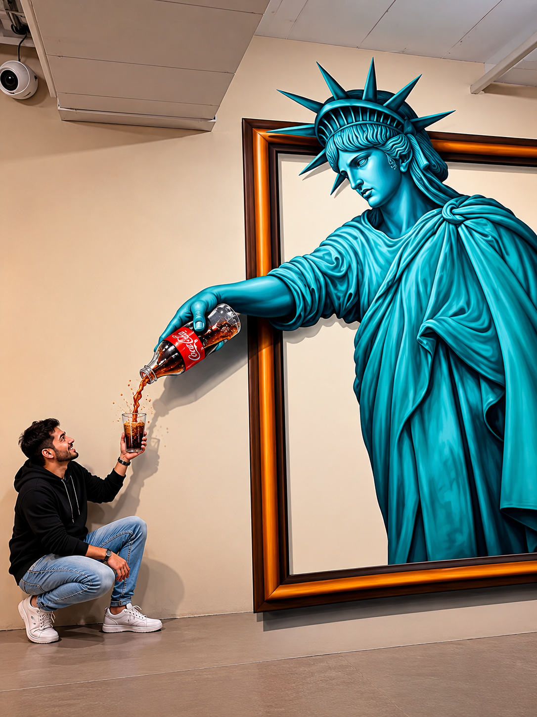 3D Statue of Liberty Pouring Wall