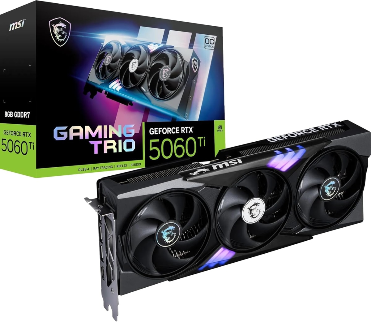 MSI GeForce RTX 5060 Ti 8G GAMING TRIO OC Graphics Card — 8GB GDDR7, PCIe 5.0, TRI FROZR 4, RGB, HDMI 2.1b, DisplayPort 2.1b