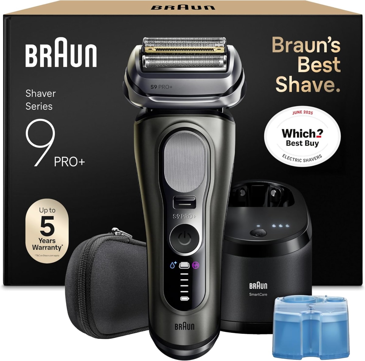 Braun Series 9 PRO+ Electric Shaver for Men 9665CCE, Graphite — Wet & Dry, 5+1 Precision Blades, Pro SensoAdapt, 6in1 SmartCare Centre