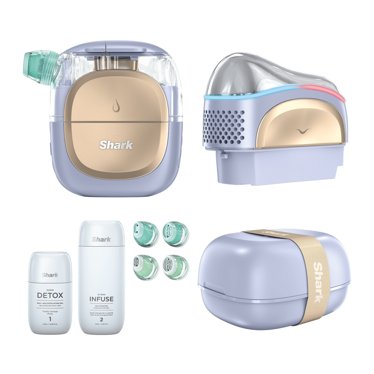 Shark FacialPro Glow + Derm Detox & Hydro Infuse Replenishment Set in Spa Purple