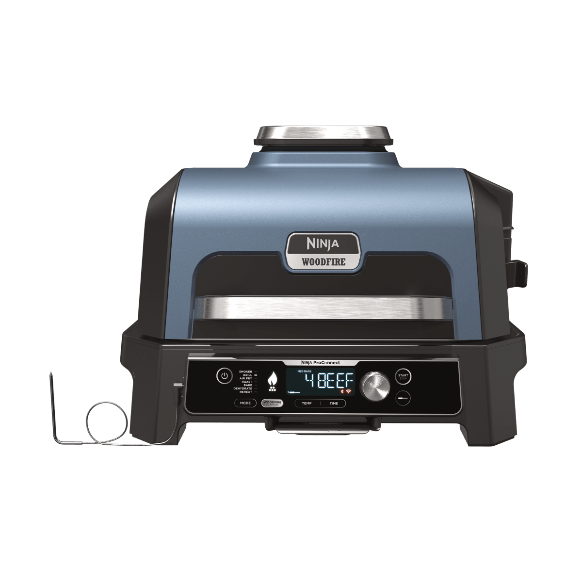 Ninja Woodfire Pro Connect XL Electric BBQ Grill & Smoker with Cover in Black/Gold