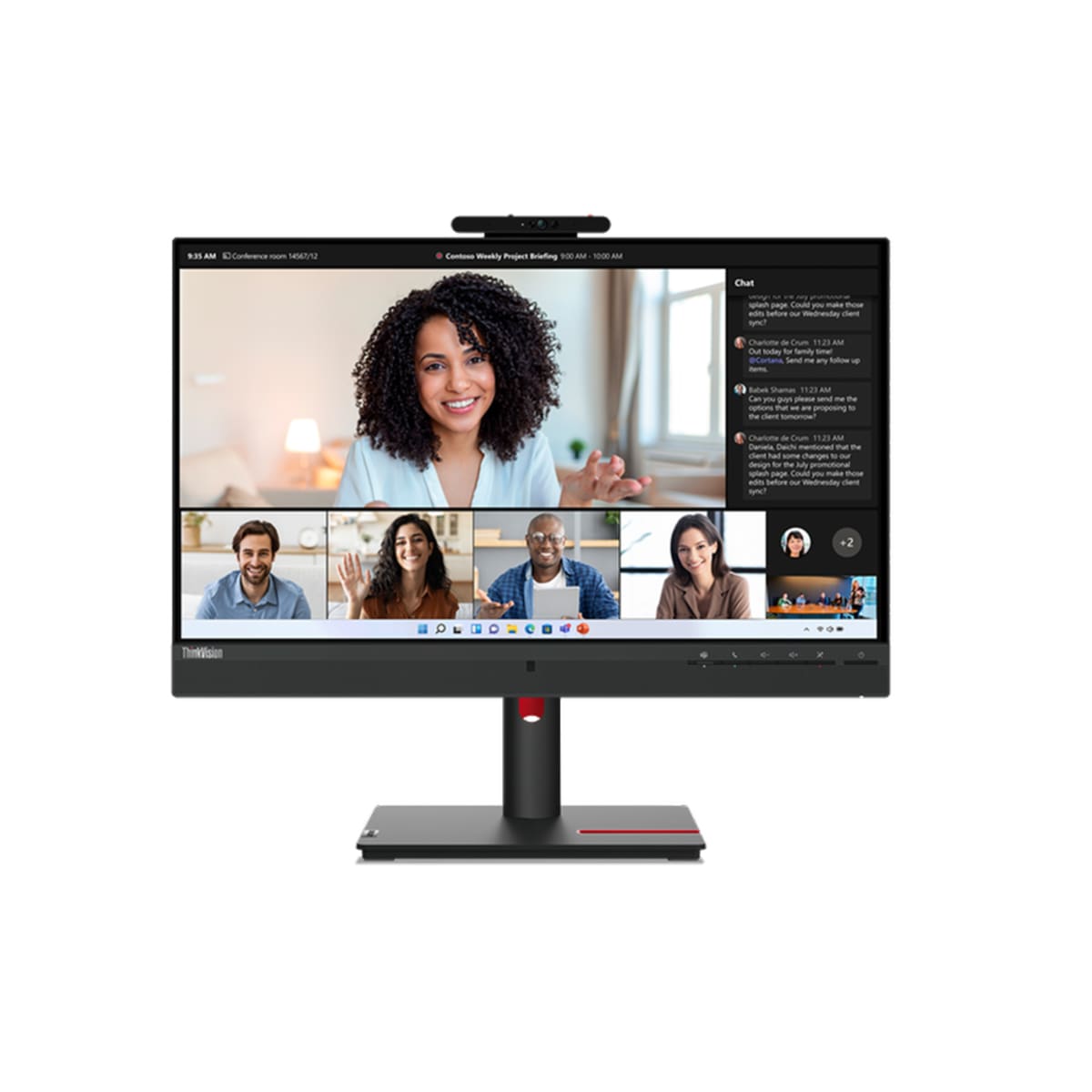 Lenovo ThinkVision T24mv-30 23.8" FHD IPS Monitor with Teams Button & 5MP Camera - 1920x1080 Resolution