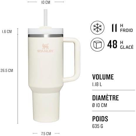 Vue 3 de Mug Isotherme avec Paille