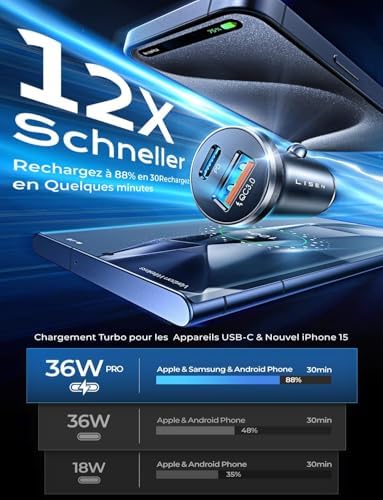 Vue 3 de Lisen Chargeur Allume Cigare