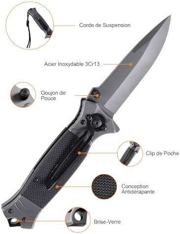 Vue 2 de Rolgno Edc Couteau Pliant