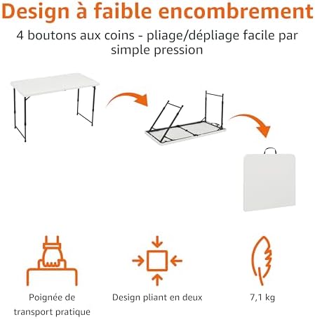 Vue 4 de Amazon Basics Table Pliante