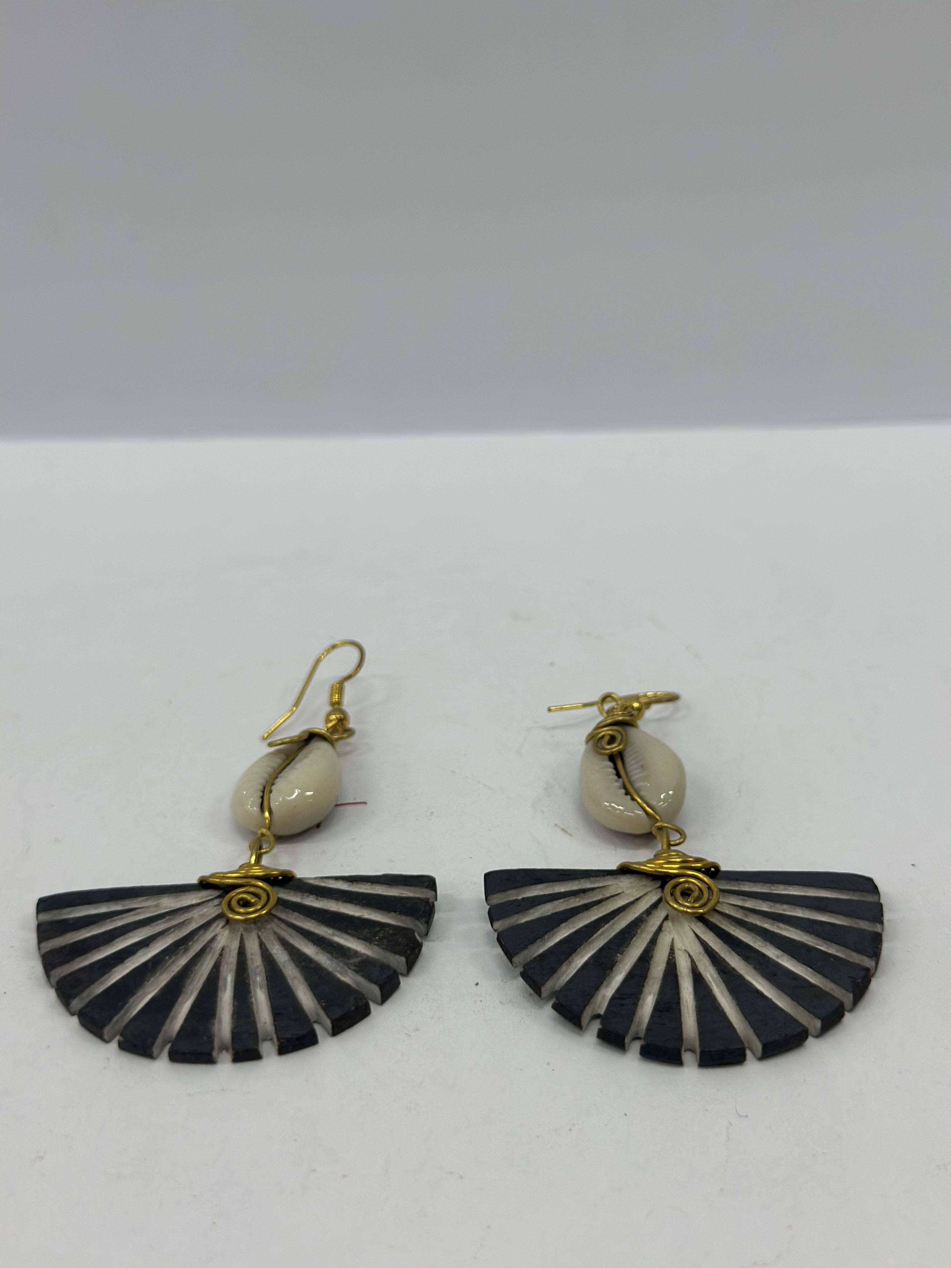 Ostrich Bone and shell earrings