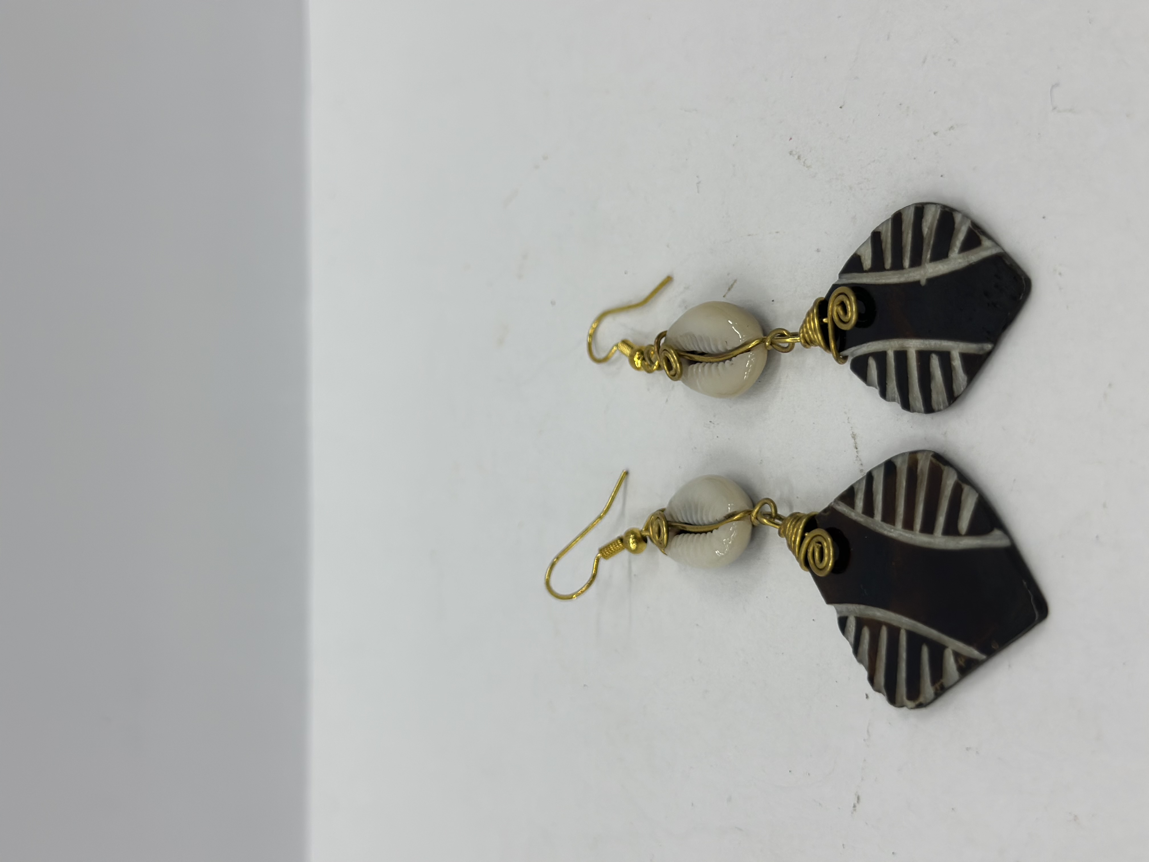 Ostrich Bone and shell earrings view 4