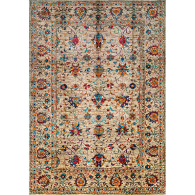 Mehreen Carpets Dubai Mall: Elegant Persian-style rug with intricate floral patterns, vibrant colors, ornate border design.