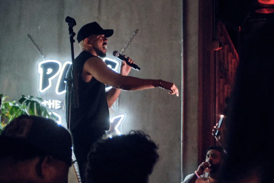 pass the aux - on the mic