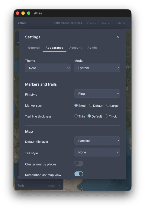 Ferd appearance settings