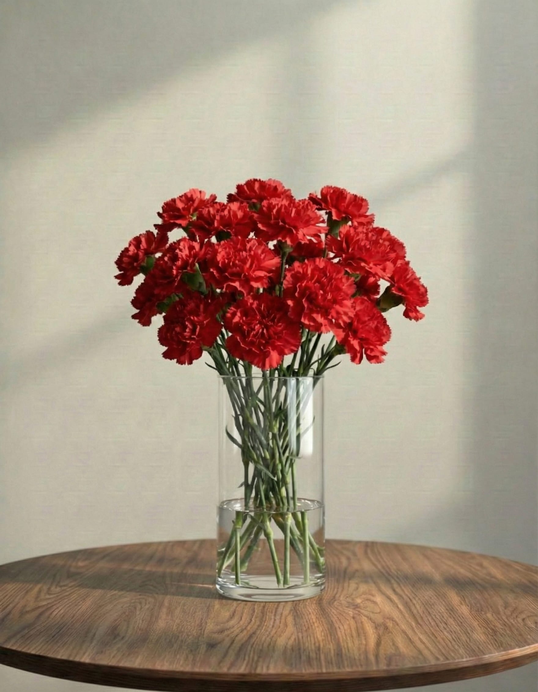مزهرية زهور الكارنيشن الأحمر الفاخرة