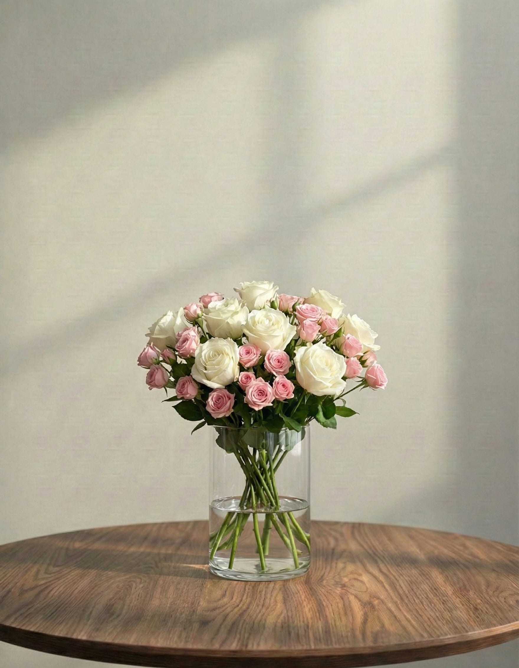 مزهرية تألق الجوري الأبيض والوردي