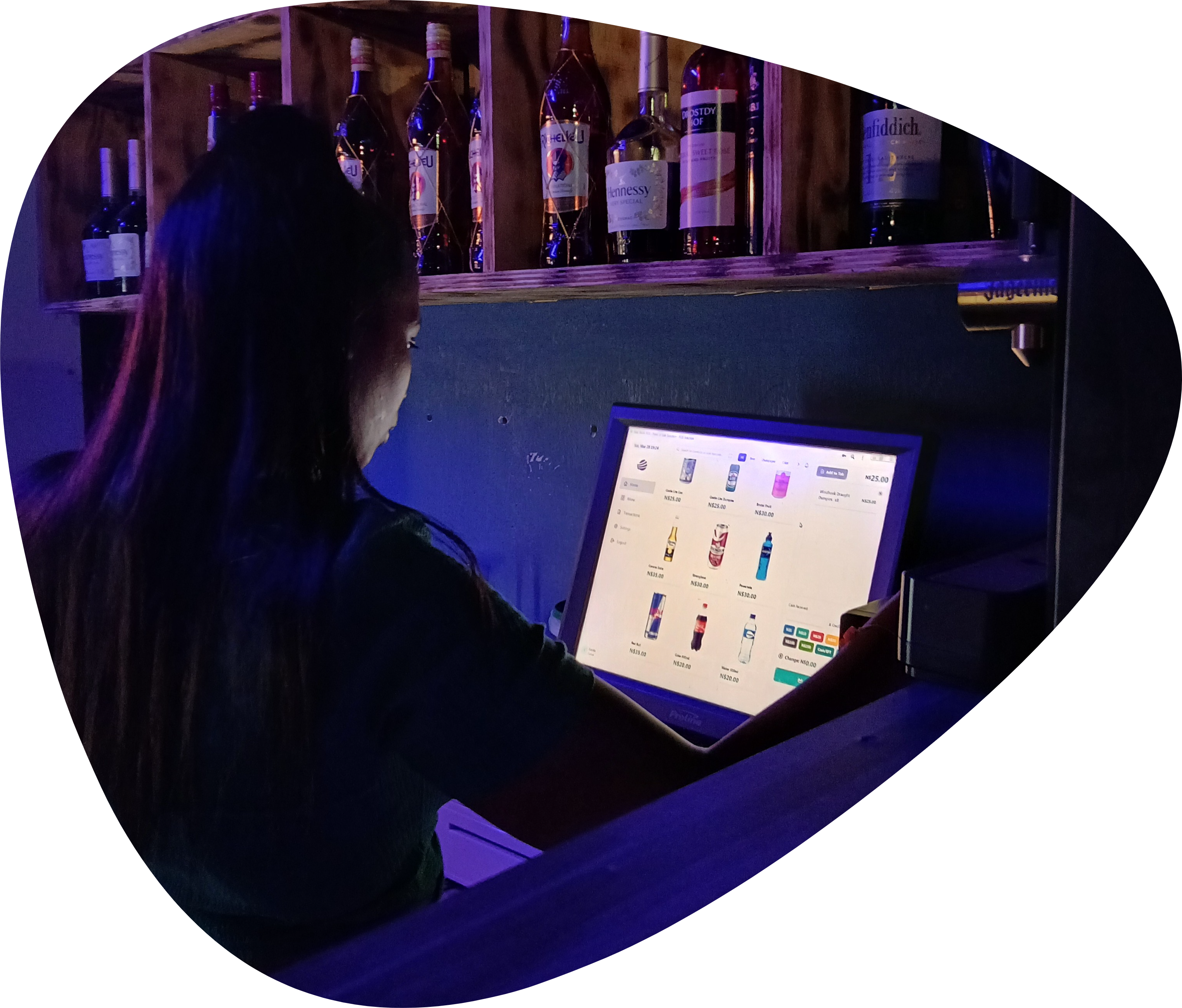 Illustration of a modern point of sale system in a retail environment