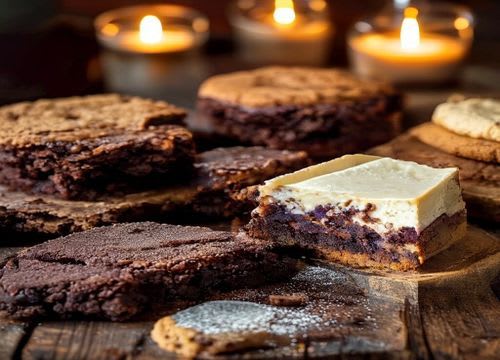 Brownies, cookies e cheesecake