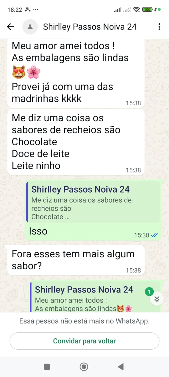 Conversa de cliente da Bárbara: 'Meu amor, amei todos! As embalagens são lindas.'