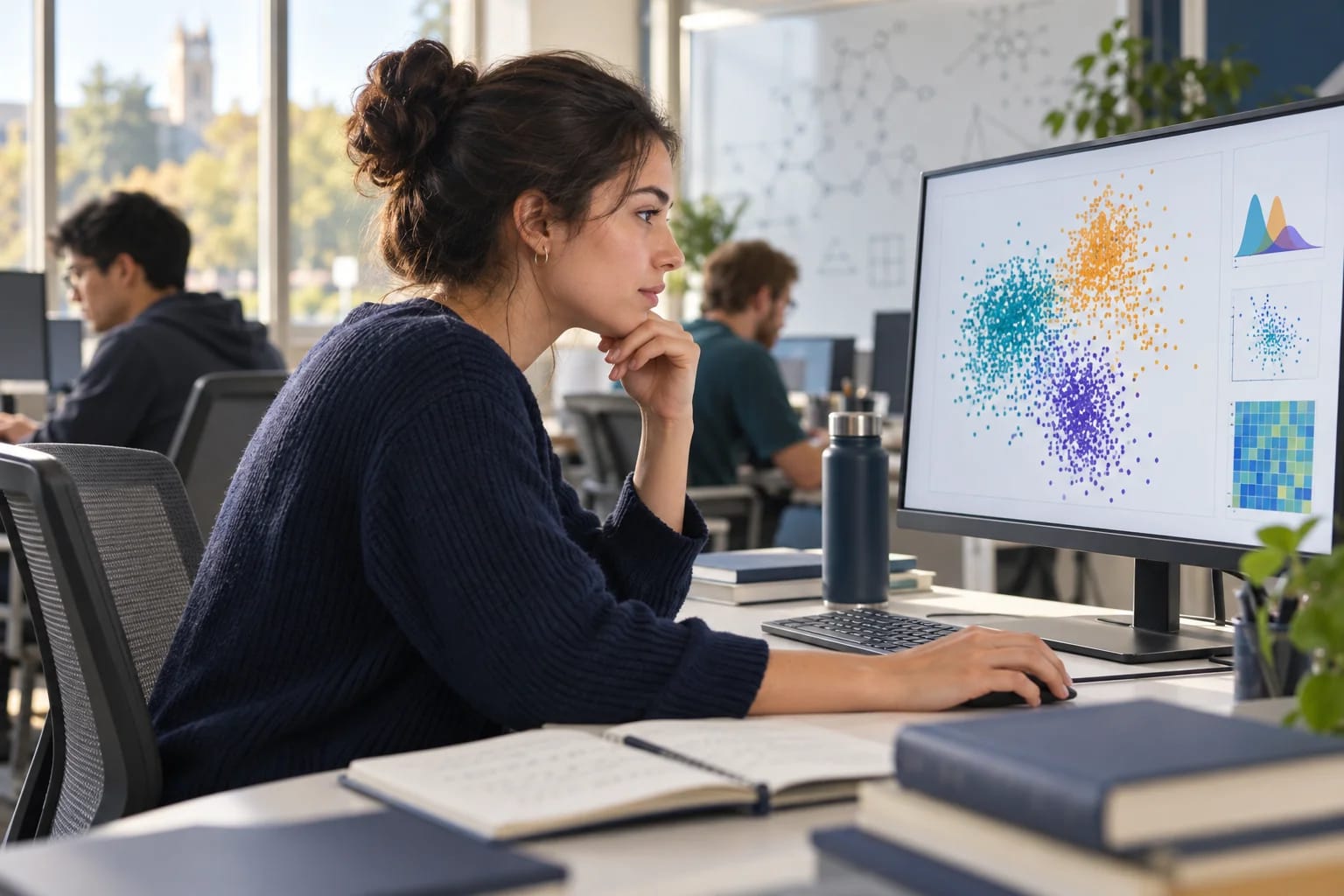 Graduate student examining a data visualisation