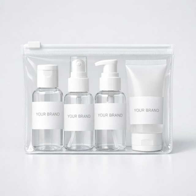 Travel-Sized Toiletry Bottle Set (4-Pack) white label idea