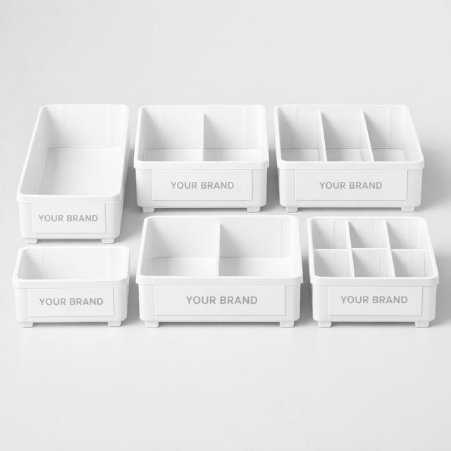 Stackable Plastic Drawer Divider Set white label idea